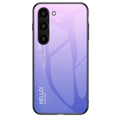 Samsung Galaxy S23+ (Plus) Cover m. Glas Bagside - Hello - Lilla