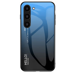 Samsung Galaxy S23+ (Plus) Cover m. Glas Bagside - Hello - Blå