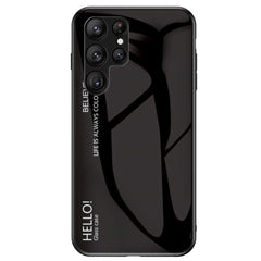 Samsung Galaxy S23 Ultra Cover m. Glas Bagside - Hello - Sort