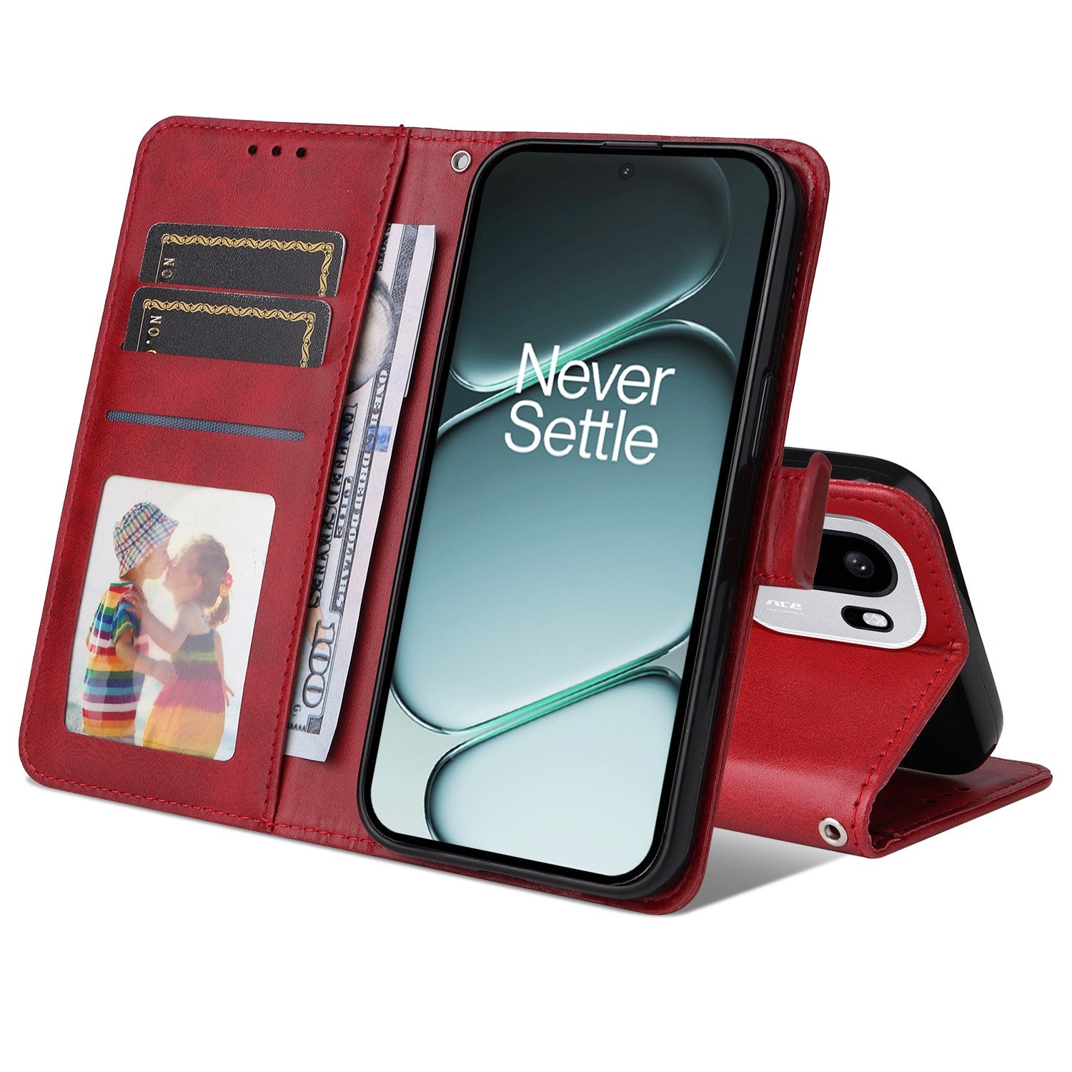 EIDERWOOD OnePlus 15R Kunstlæder Flip Cover m. Strop - Rød