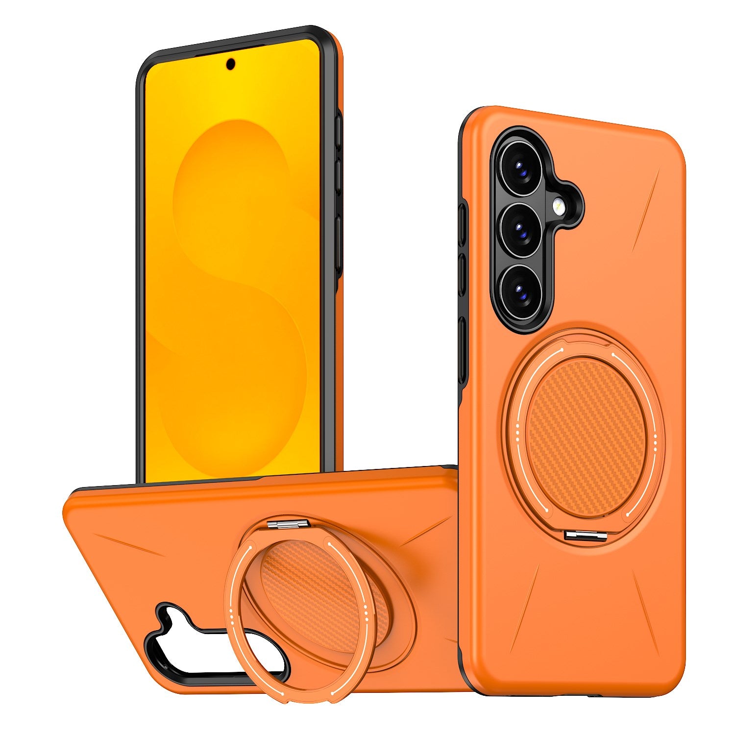Samsung Galaxy S26 EIDERWOOD Hybrid Plast Cover m. Roterende Kickstand - Orange