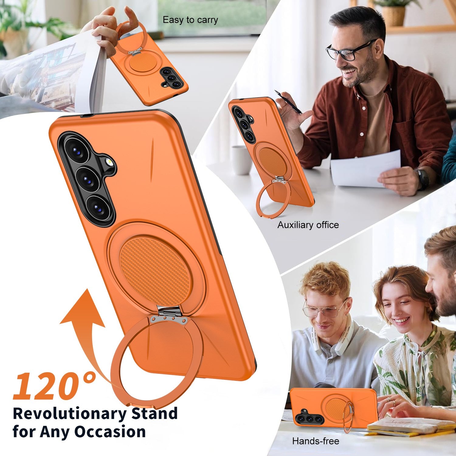 Samsung Galaxy S26 EIDERWOOD Hybrid Plast Cover m. Roterende Kickstand - Orange