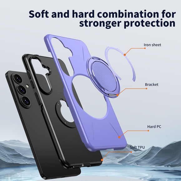 Samsung Galaxy S26 EIDERWOOD Hybrid Plast Cover m. Roterende Kickstand - Lilla