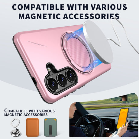 Samsung Galaxy S26 EIDERWOOD Hybrid Plast Cover m. Roterende Kickstand - Lyserød