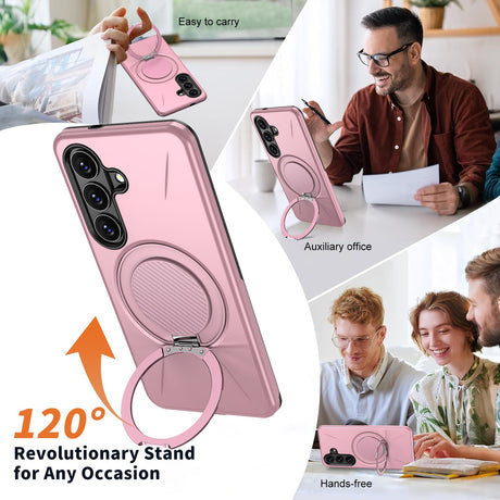 Samsung Galaxy S26 EIDERWOOD Hybrid Plast Cover m. Roterende Kickstand - Lyserød