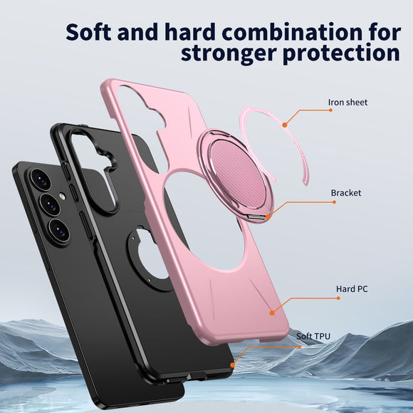 Samsung Galaxy S26 EIDERWOOD Hybrid Plast Cover m. Roterende Kickstand - Lyserød