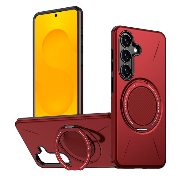 Samsung Galaxy S26 EIDERWOOD Hybrid Plast Cover m. Roterende Kickstand - Rød