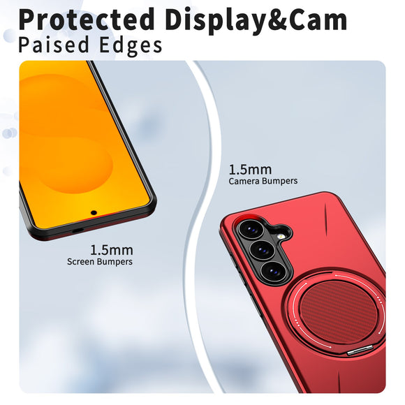 Samsung Galaxy S26 EIDERWOOD Hybrid Plast Cover m. Roterende Kickstand - Rød