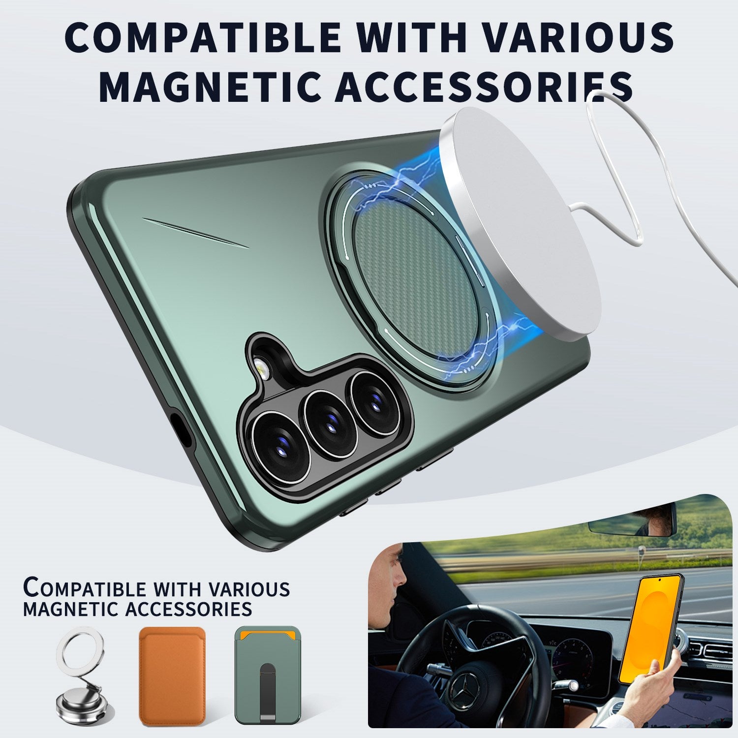 Samsung Galaxy S26 EIDERWOOD Hybrid Plast Cover m. Roterende Kickstand - Grøn