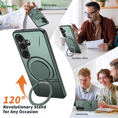 Samsung Galaxy S26 EIDERWOOD Hybrid Plast Cover m. Roterende Kickstand - Grøn