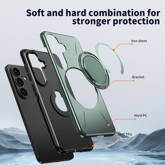 Samsung Galaxy S26 EIDERWOOD Hybrid Plast Cover m. Roterende Kickstand - Grøn