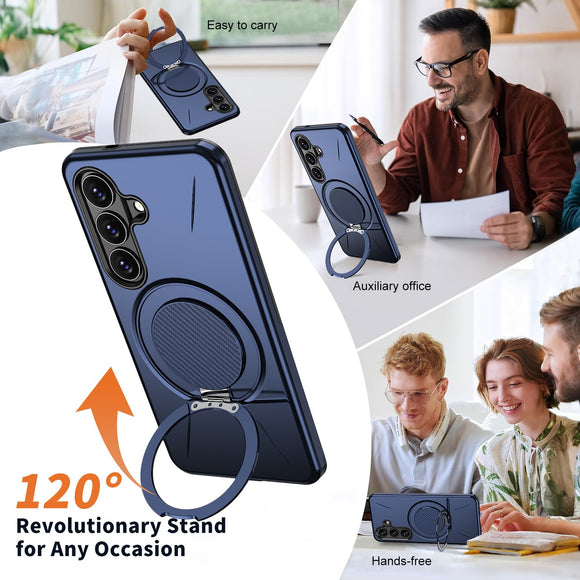 Samsung Galaxy S26 EIDERWOOD Hybrid Plast Cover m. Roterende Kickstand - Blå
