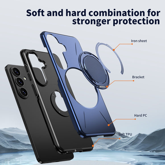Samsung Galaxy S26 EIDERWOOD Hybrid Plast Cover m. Roterende Kickstand - Blå
