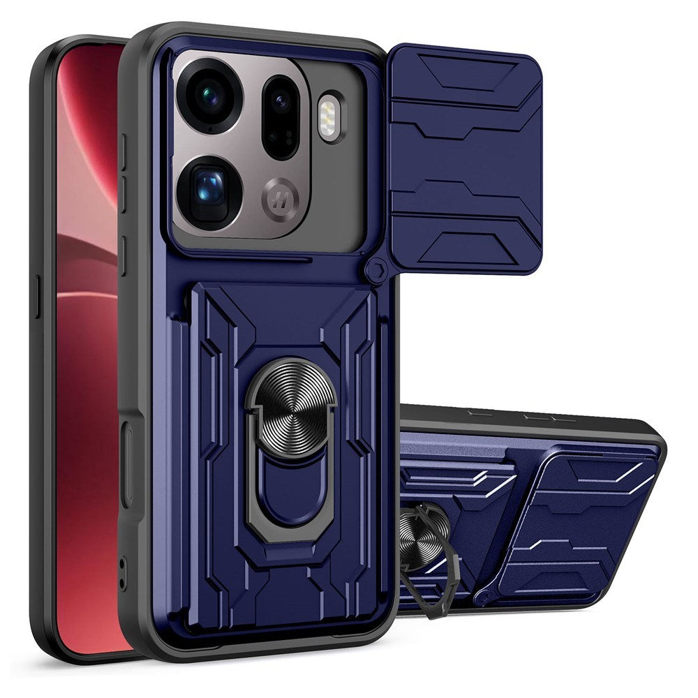 OPPO Find X9 Pro EIDERWOOD Håndværkercover m. 360° Roterbar Camslider / Kickstand / Kortholder - Blå