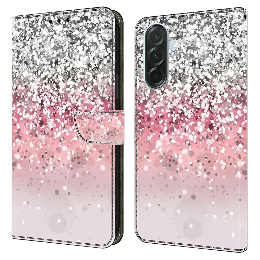 Samsung Galaxy A57 EIDERWOOD Flipcover m. Kortholder & Ståfunktion - Lyserød / Sølv Glimmer