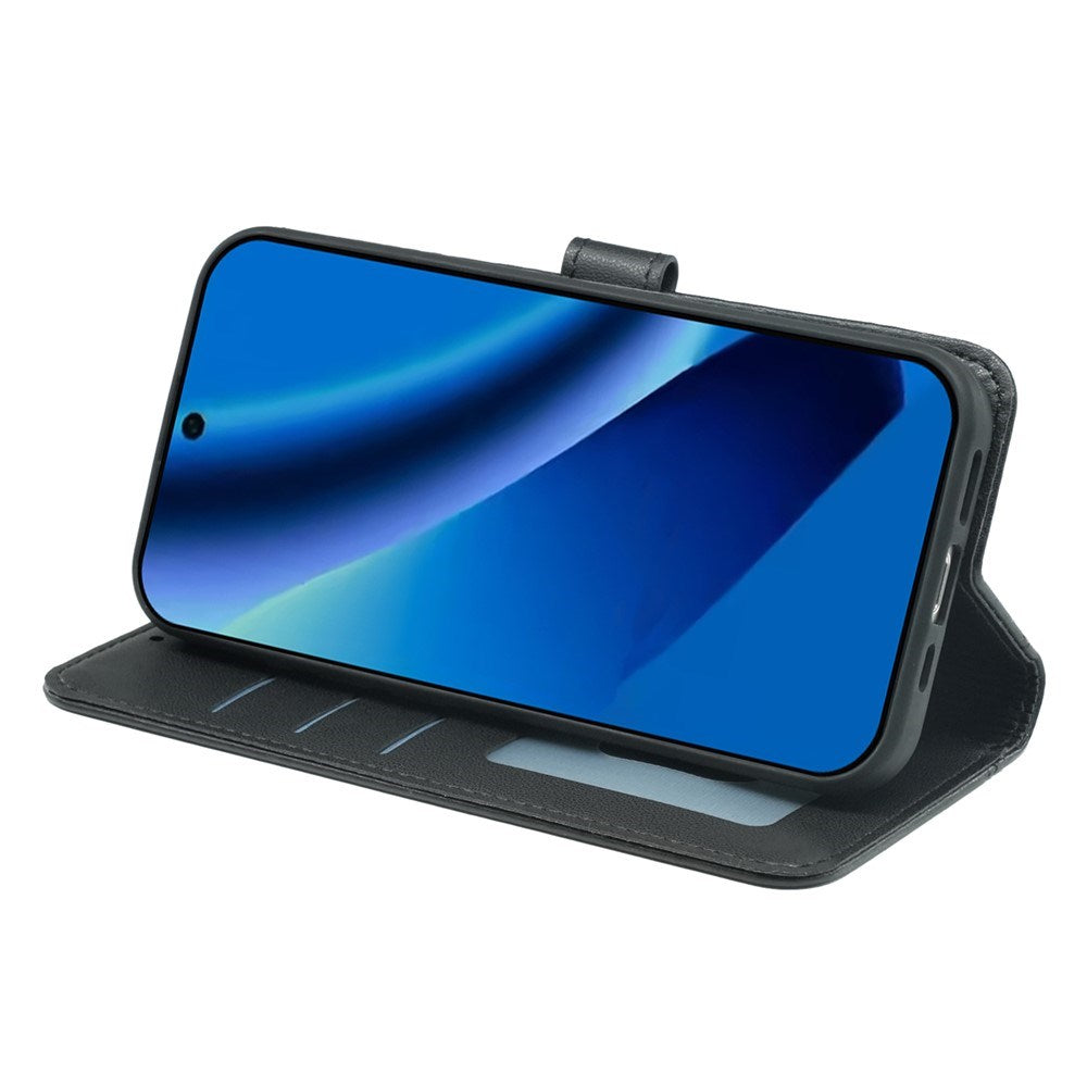 Google Pixel 10a EIDERWOOD Kunstlæder Flip Cover m. Kortholder & Ståfunktion - Sort