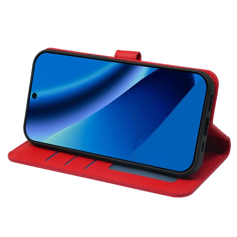 Google Pixel 10a EIDERWOOD Kunstlæder Flip Cover m. Kortholder & Ståfunktion - Rød