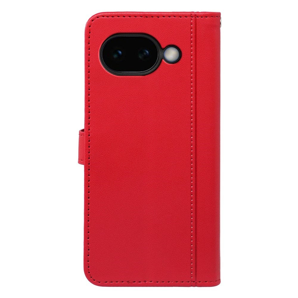 Google Pixel 10a EIDERWOOD Kunstlæder Flip Cover m. Kortholder & Ståfunktion - Rød