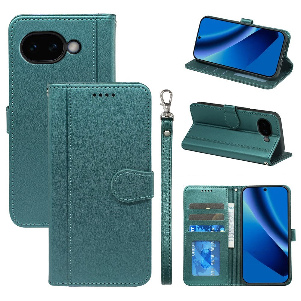 Google Pixel 10a EIDERWOOD Kunstlæder Flip Cover m. Kortholder & Ståfunktion - Grøn