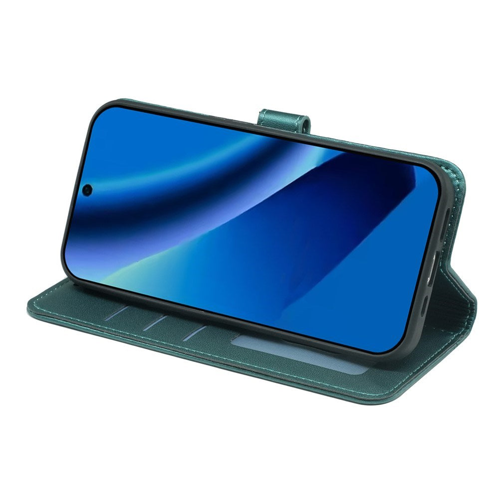 Google Pixel 10a EIDERWOOD Kunstlæder Flip Cover m. Kortholder & Ståfunktion - Grøn