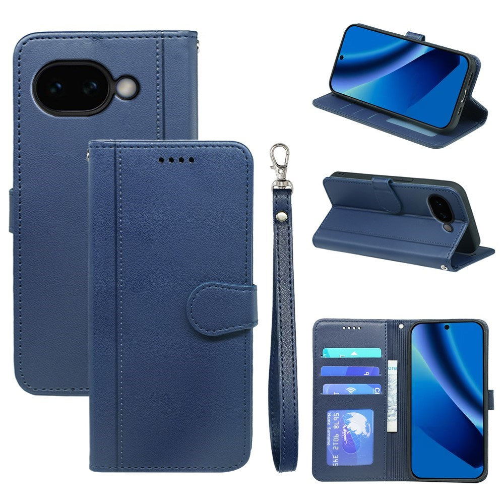 Google Pixel 10a EIDERWOOD Kunstlæder Flip Cover m. Kortholder & Ståfunktion - Blå