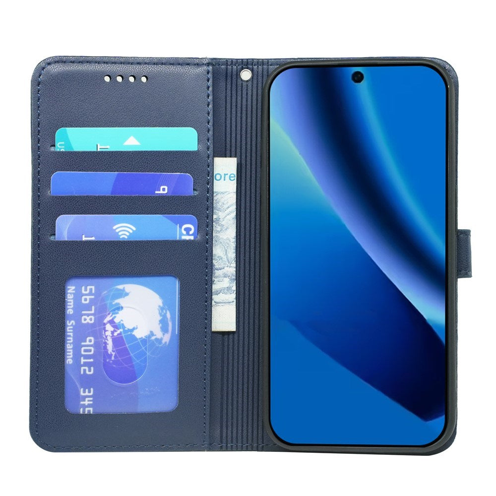 Google Pixel 10a EIDERWOOD Kunstlæder Flip Cover m. Kortholder & Ståfunktion - Blå