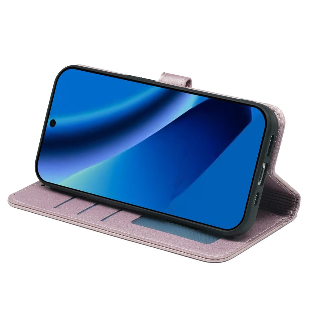 Google Pixel 10a EIDERWOOD Kunstlæder Flip Cover m. Kortholder & Ståfunktion - Rose Gold