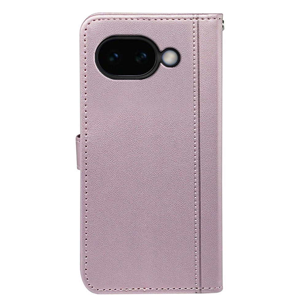 Google Pixel 10a EIDERWOOD Kunstlæder Flip Cover m. Kortholder & Ståfunktion - Rose Gold