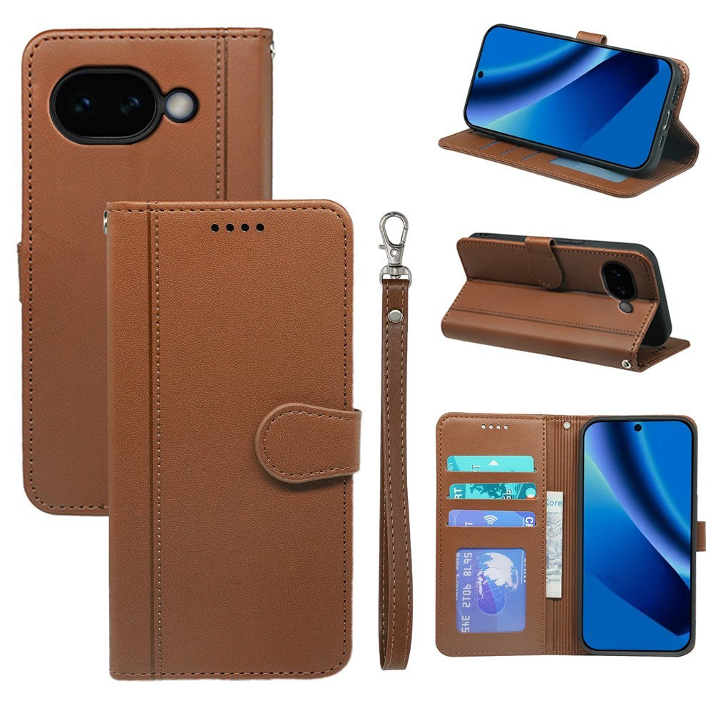 Google Pixel 10a EIDERWOOD Kunstlæder Flip Cover m. Kortholder & Ståfunktion - Brun