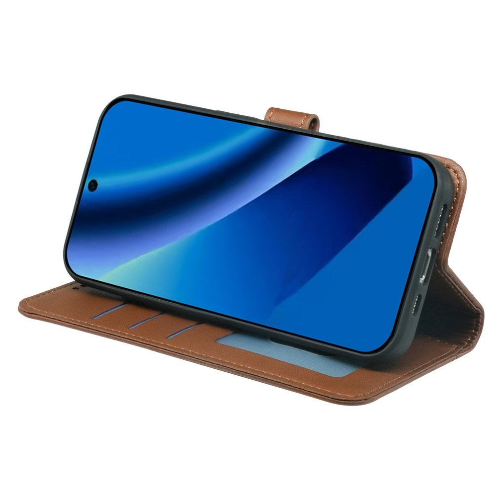 Google Pixel 10a EIDERWOOD Kunstlæder Flip Cover m. Kortholder & Ståfunktion - Brun
