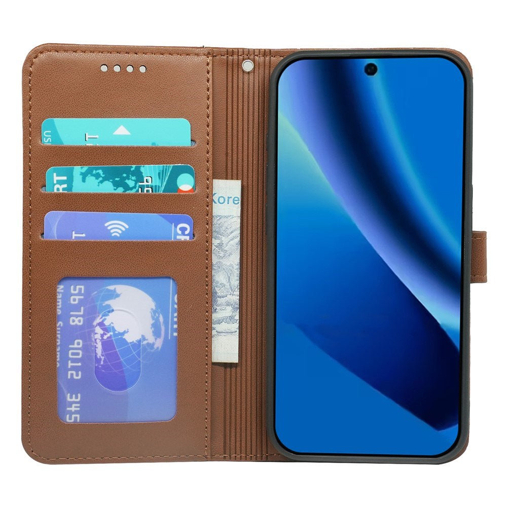 Google Pixel 10a EIDERWOOD Kunstlæder Flip Cover m. Kortholder & Ståfunktion - Brun