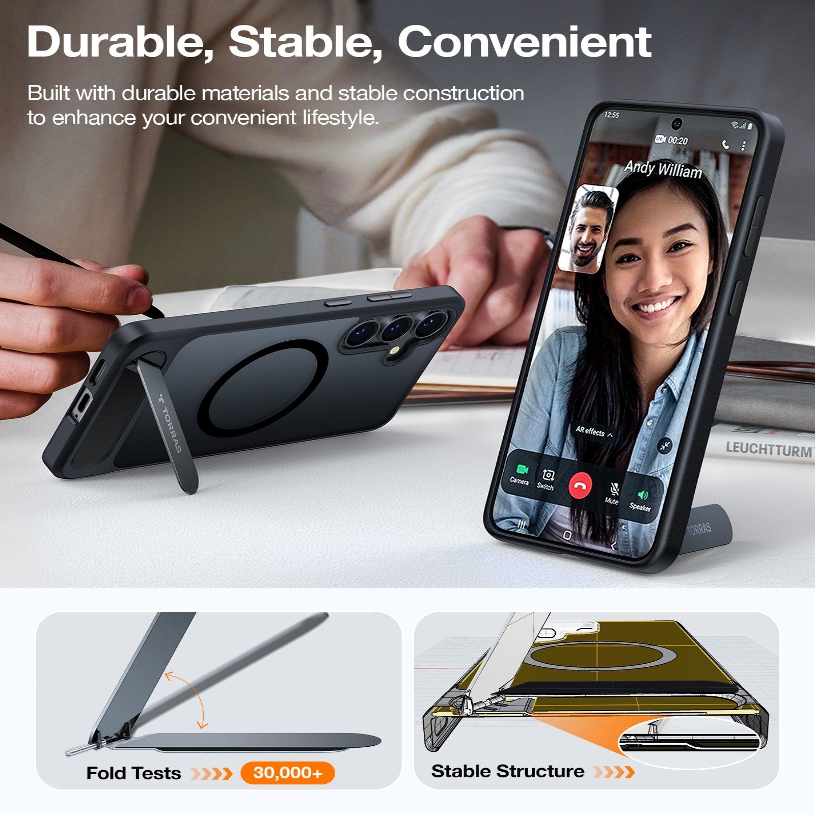 Samsung Galaxy S26+ (Plus) TORRAS Ostand L1 Hybrid Plast Cover m. Ståfunktion - MagSafe Kompatibel - Sort
