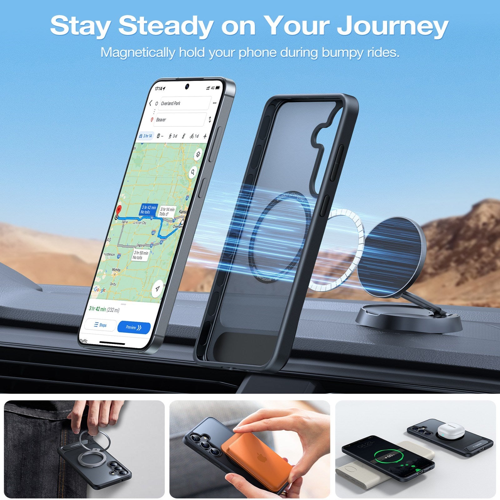 Samsung Galaxy S26+ (Plus) TORRAS Ostand L1 Hybrid Plast Cover m. Ståfunktion - MagSafe Kompatibel - Sort