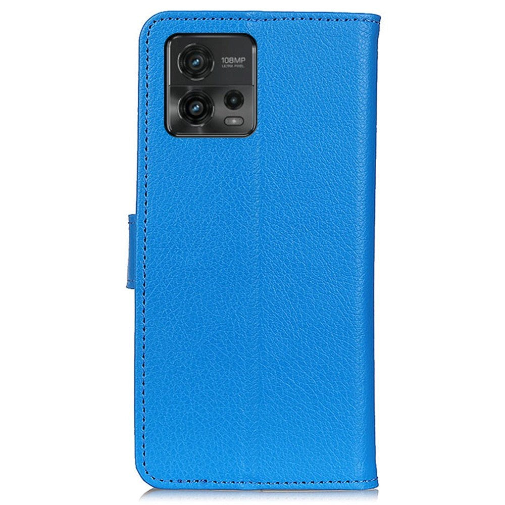 Motorola Moto G72 Litchi Læder Cover m. Pung - Blå