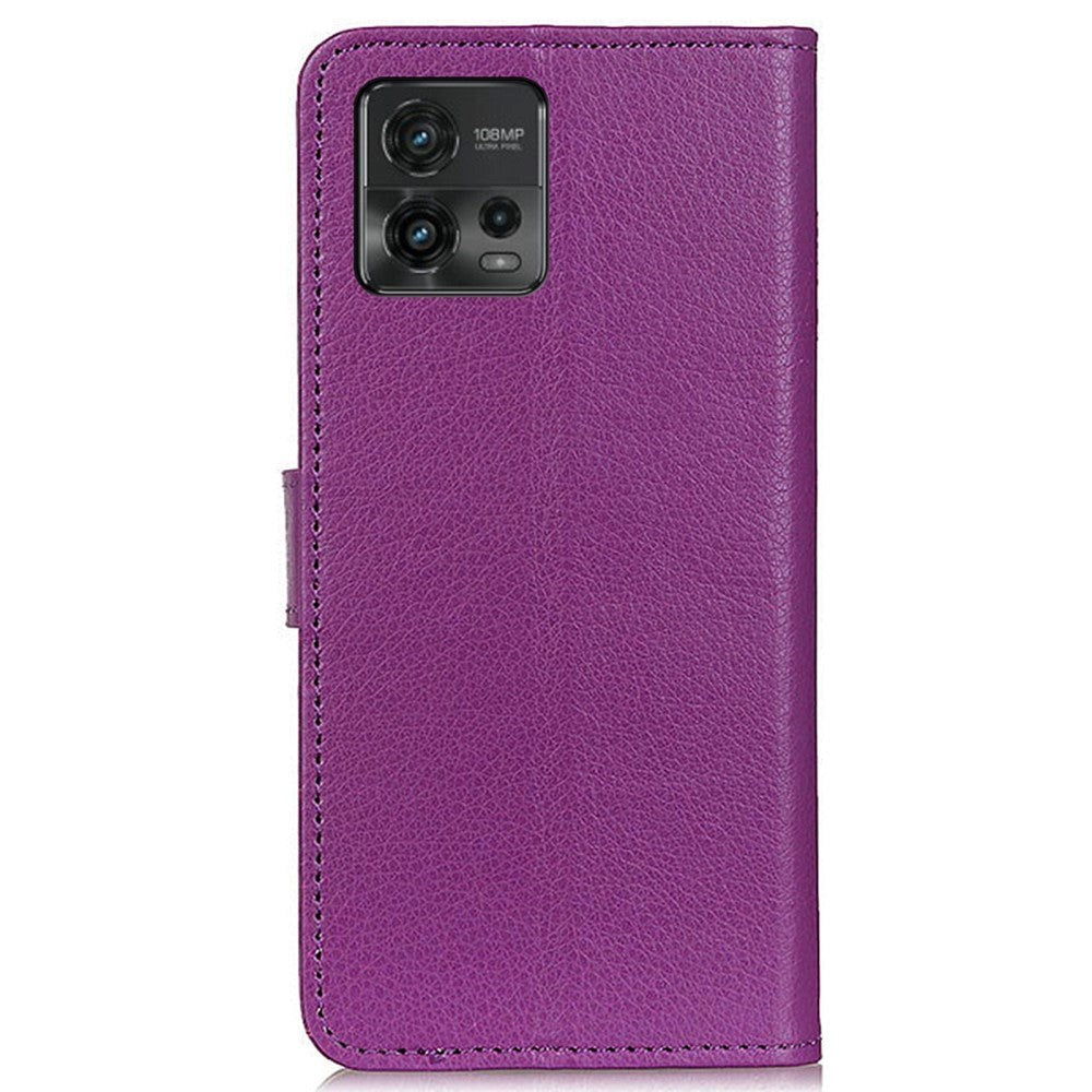 Motorola Moto G72 Litchi Læder Cover m. Pung - Lilla