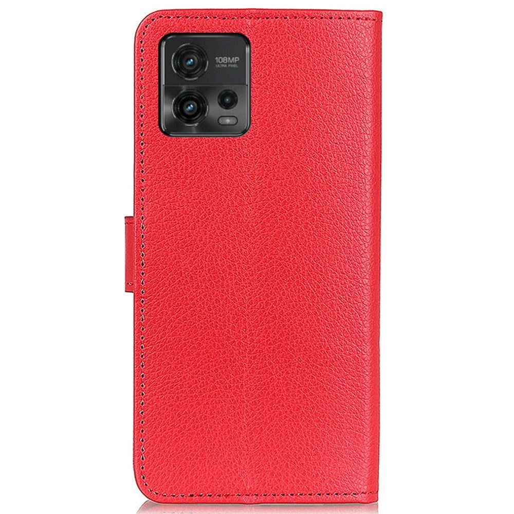 Motorola Moto G72 Litchi Læder Cover m. Pung - Rød