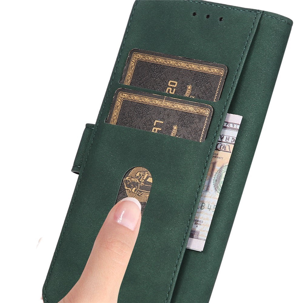 Samsung Galaxy A57 Kunstlæder Flipcover m. Kortholder - Mørkegrøn
