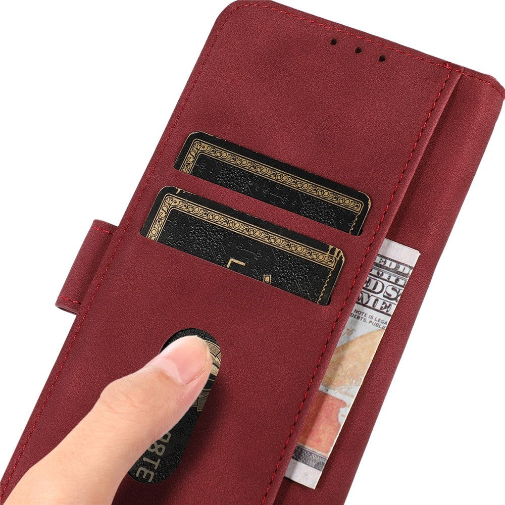 Samsung Galaxy A57 Kunstlæder Flipcover m. Kortholder - Rød
