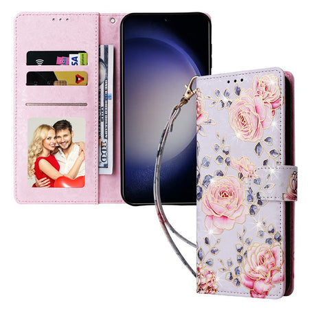 Samsung Galaxy S26 EIDERWOOD Kunstlæder Flip Cover m. Blomster - Roser