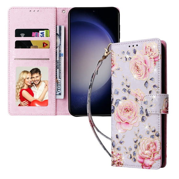 Samsung Galaxy S26 EIDERWOOD Kunstlæder Flip Cover m. Blomster - Roser