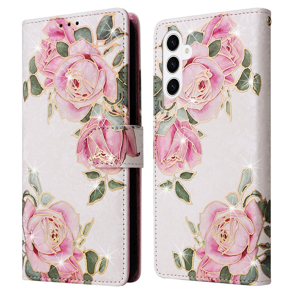 Samsung Galaxy S26 EIDERWOOD Kunstlæder Flip Cover m. Blomster - Lyserød Rose