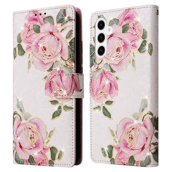 Samsung Galaxy S26 EIDERWOOD Kunstlæder Flip Cover m. Blomster - Lyserød Rose