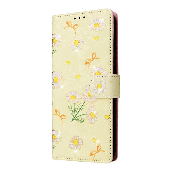 Samsung Galaxy S26 EIDERWOOD Kunstlæder Flip Cover m. Blomster - Gul Marguerit
