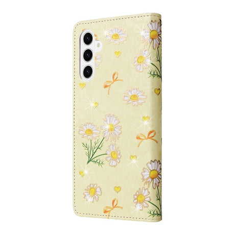 Samsung Galaxy S26 EIDERWOOD Kunstlæder Flip Cover m. Blomster - Gul Marguerit