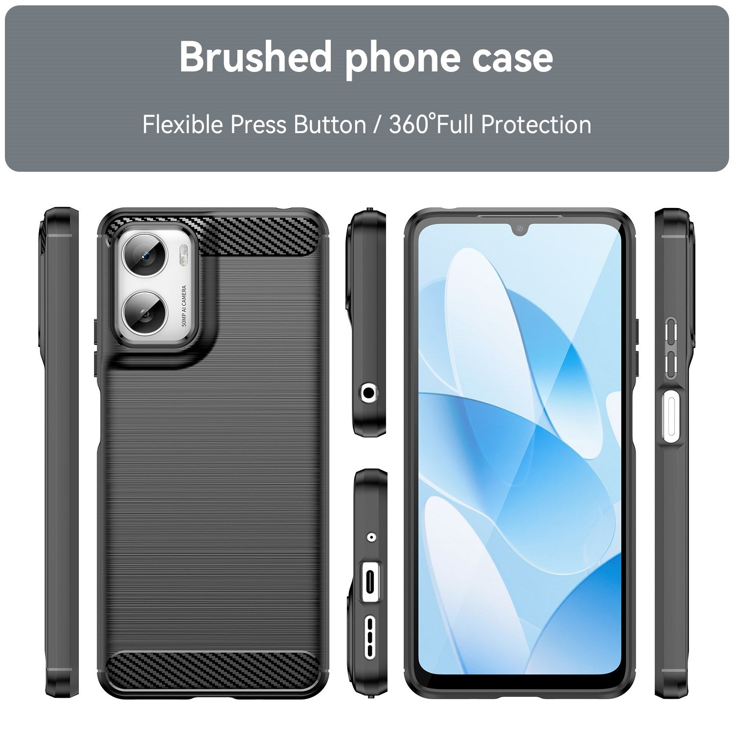 Motorola Moto G06 / G06 Power EIDERWOOD Carbon Fiber Cover inkl. Skærmbeskyttelse - Sort