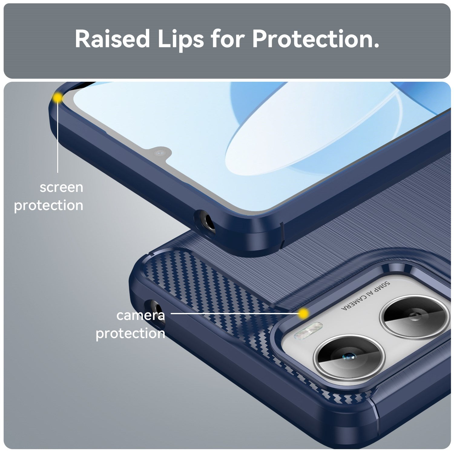 Motorola Moto G06 / G06 Power EIDERWOOD Carbon Fiber Cover inkl. Skærmbeskyttelse - Blå