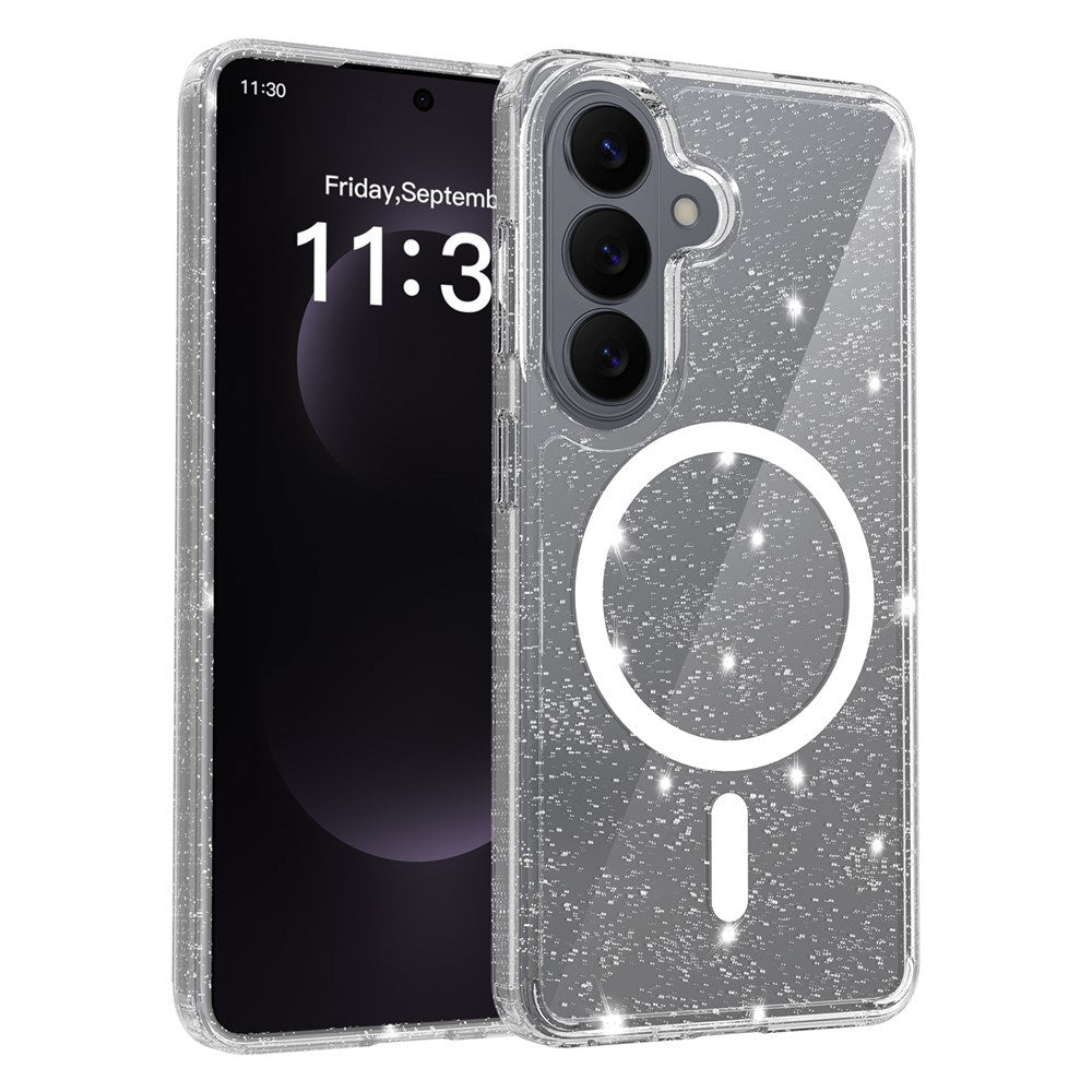 Samsung Galaxy S26 EIDERWOOD Magnetisk Plast Glitter Cover - MagSafe Kompatibel - Gennemsigtig