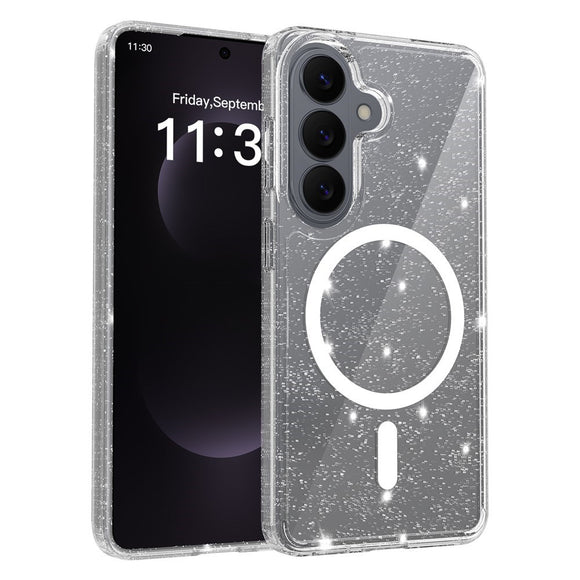 Samsung Galaxy S26 EIDERWOOD Magnetisk Plast Glitter Cover - MagSafe Kompatibel - Gennemsigtig