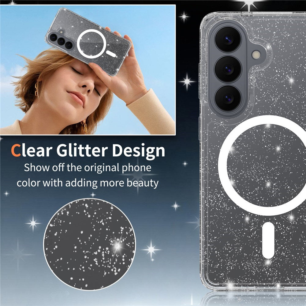 Samsung Galaxy S26 EIDERWOOD Magnetisk Plast Glitter Cover - MagSafe Kompatibel - Gennemsigtig