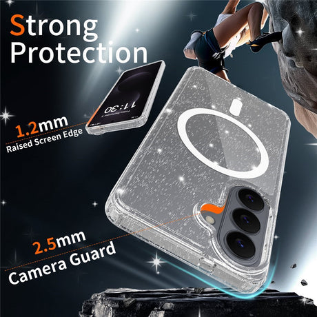 Samsung Galaxy S26 EIDERWOOD Magnetisk Plast Glitter Cover - MagSafe Kompatibel - Gennemsigtig